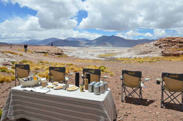 Nosso almoço no Salar de Talar organizado pelo Hotel Explora Atacama